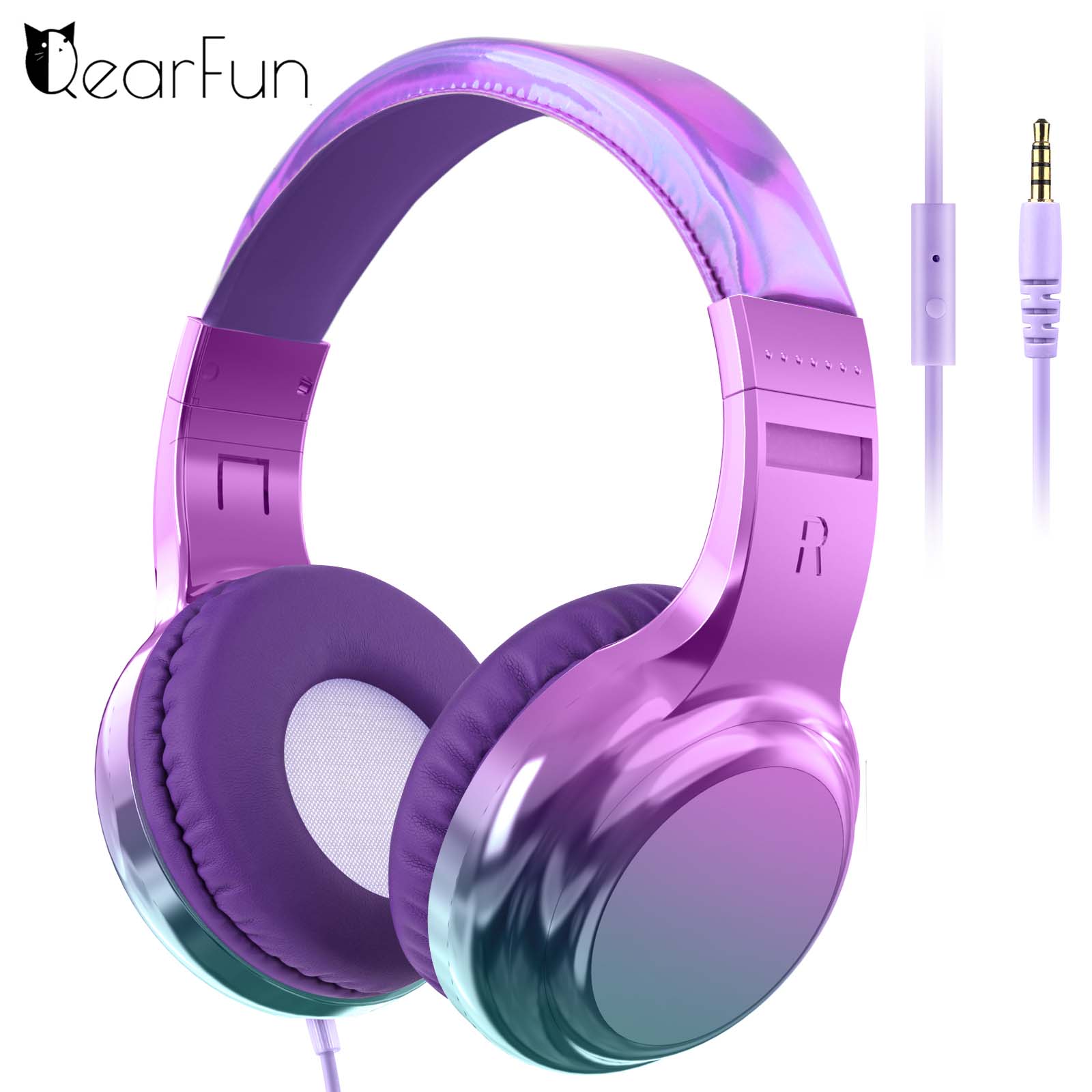 Gaming Headset Rgb - Gradient Cool Kids Headphones Girls Wired