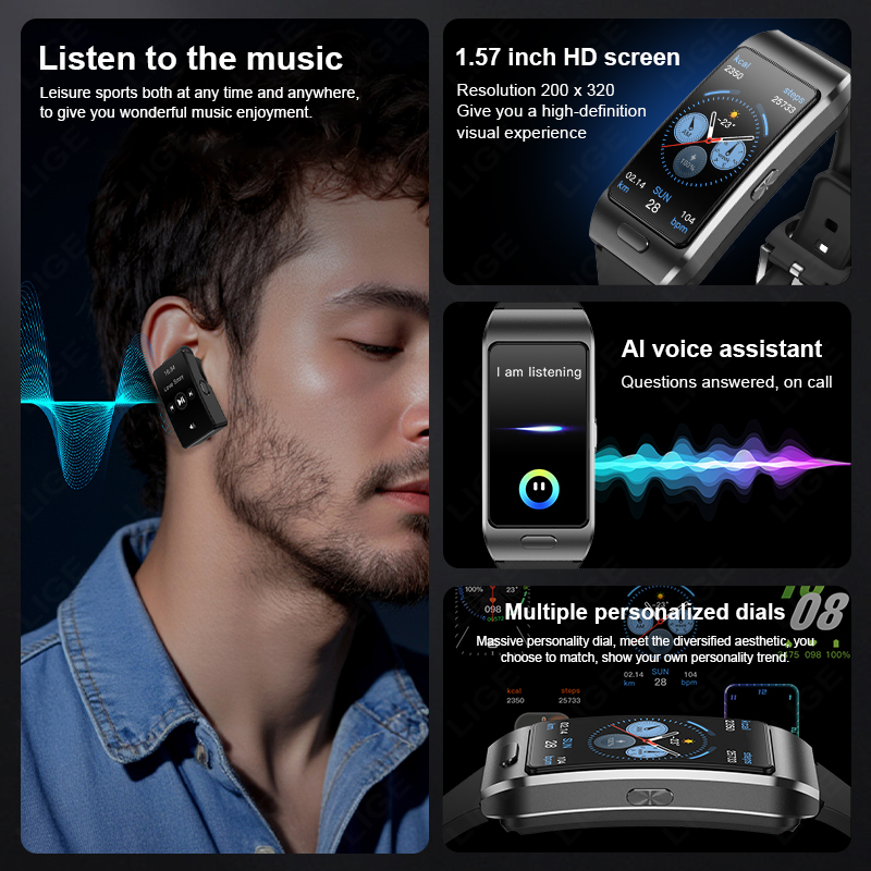LIGE New Smart Watch Earbuds T - đánh giá và giá Wireless Earbuds Tws